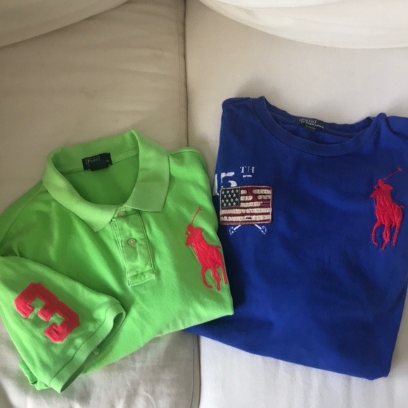 red and lime green shirt